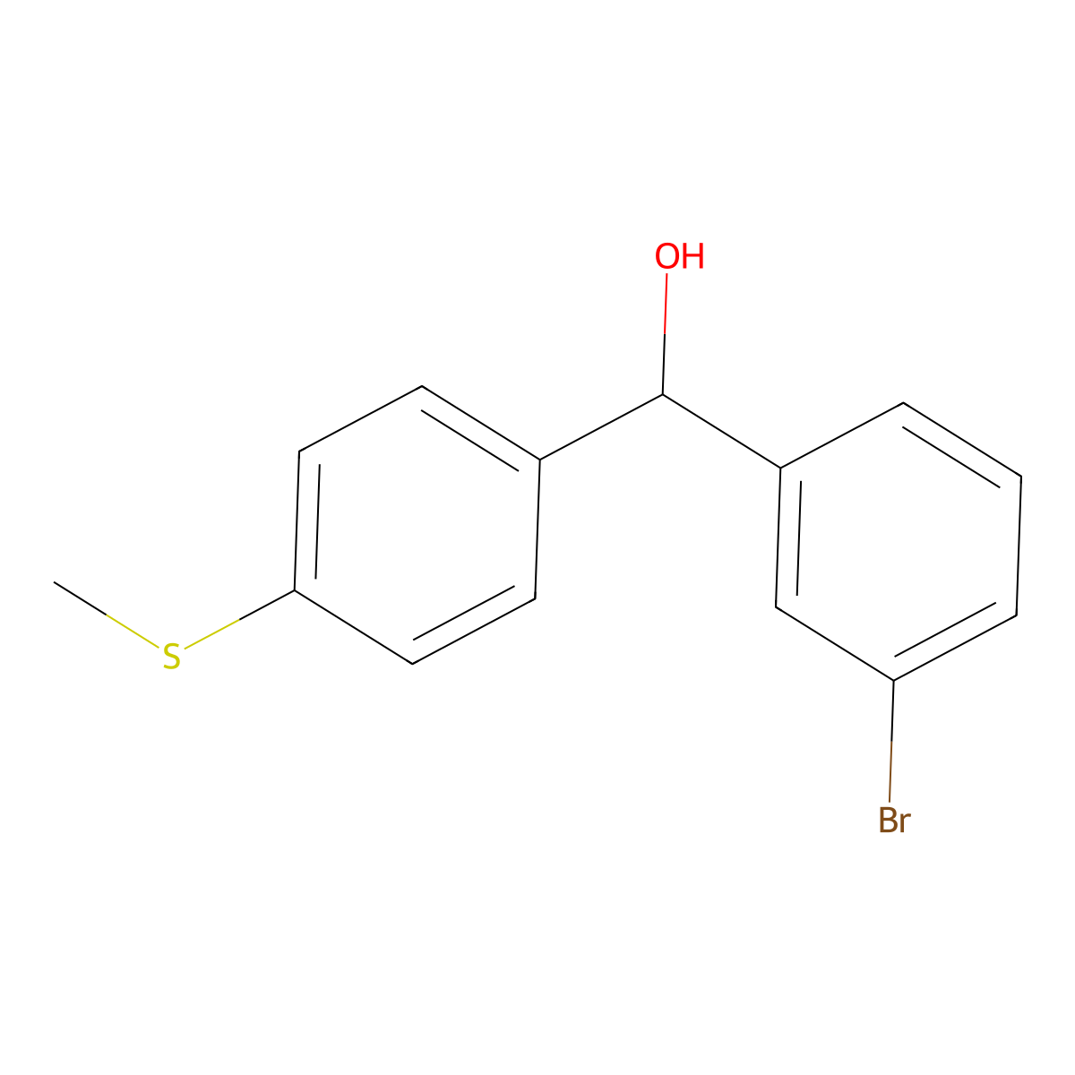 (3-Bromophenyl)(4-(methylthio)phenyl)methanol molecular structure, CAS 1443333-34-3