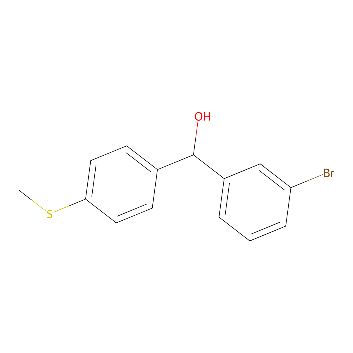 (3-Bromophenyl)(4-(methylthio)phenyl)methanol molecular structure, CAS 1443333-34-3