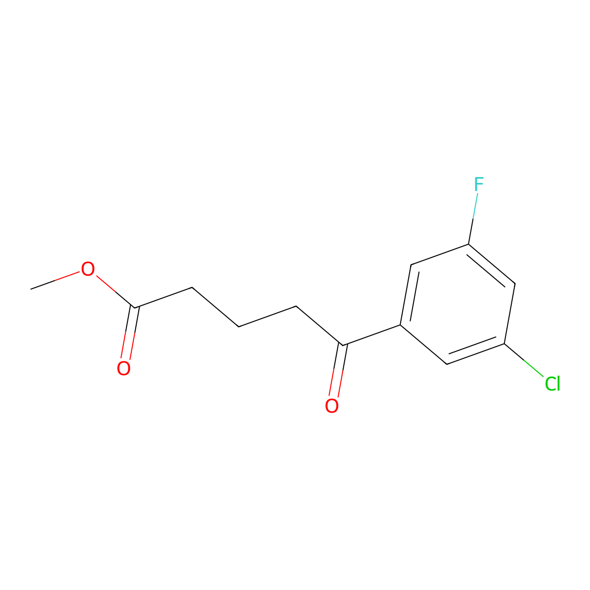 Methyl 5-(3-chloro-5-fluorophenyl)-5-oxovalerate molecular structure, CAS 1443333-35-4