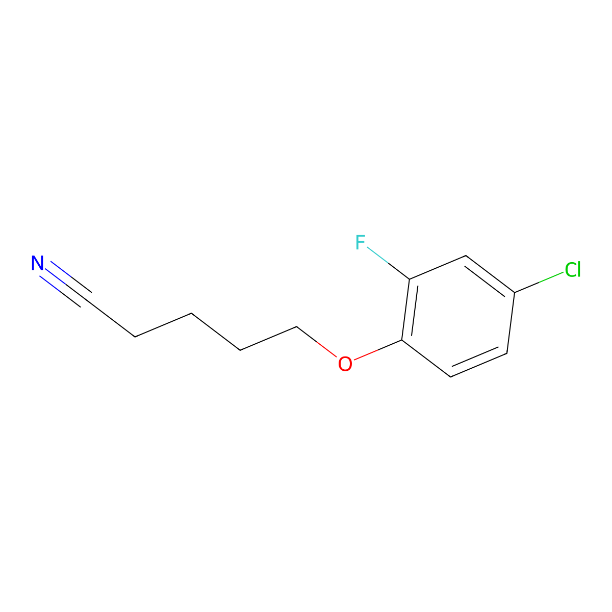 5-(4-Chloro-2-fluoro-phenoxy)pentanenitrile molecular structure, CAS 1443333-47-8