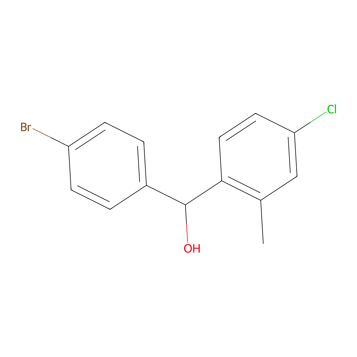 (4-Bromophenyl)(4-chloro-2-methylphenyl)methanol molecular structure, CAS 1443333-58-1
