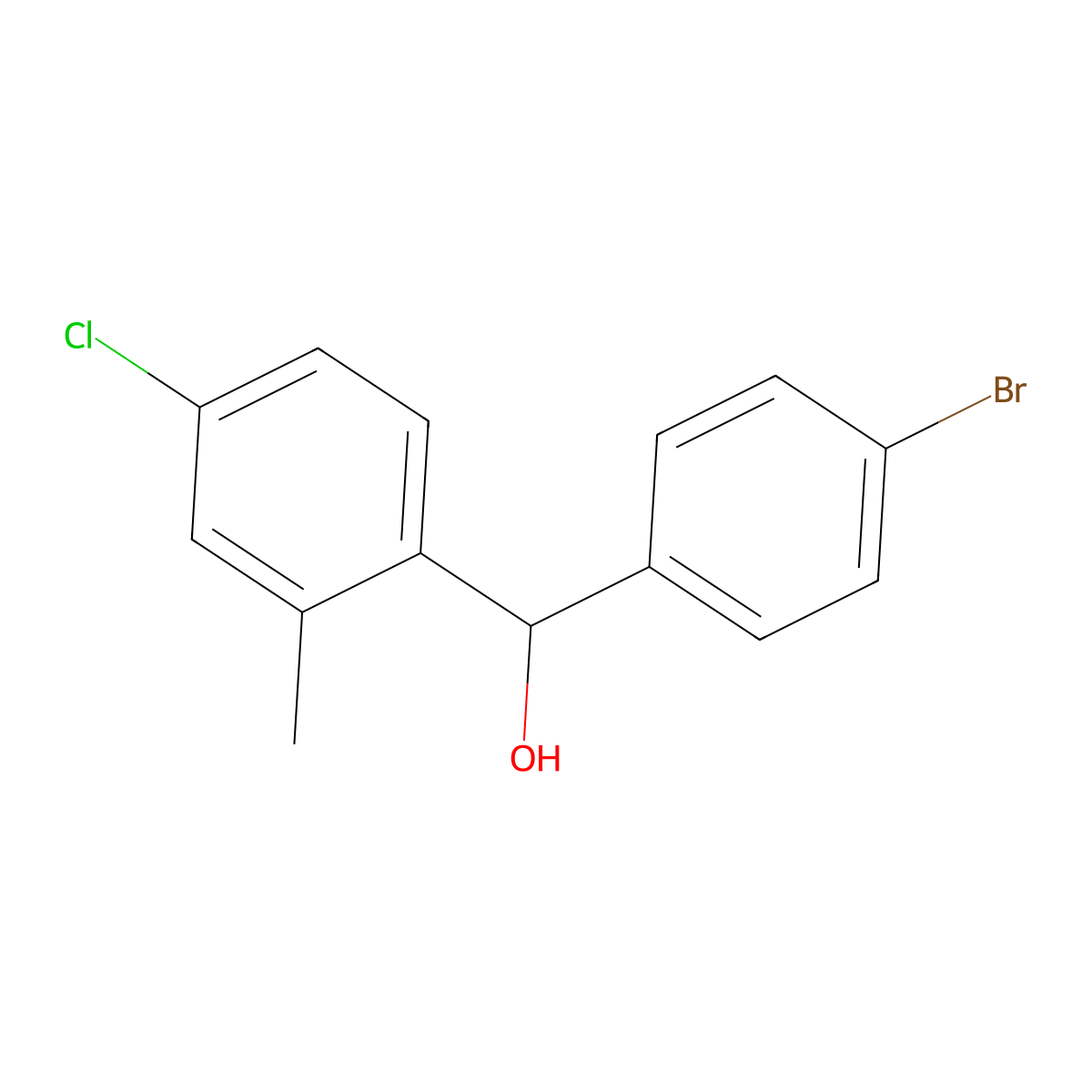 (4-Bromophenyl)(4-chloro-2-methylphenyl)methanol molecular structure, CAS 1443333-58-1