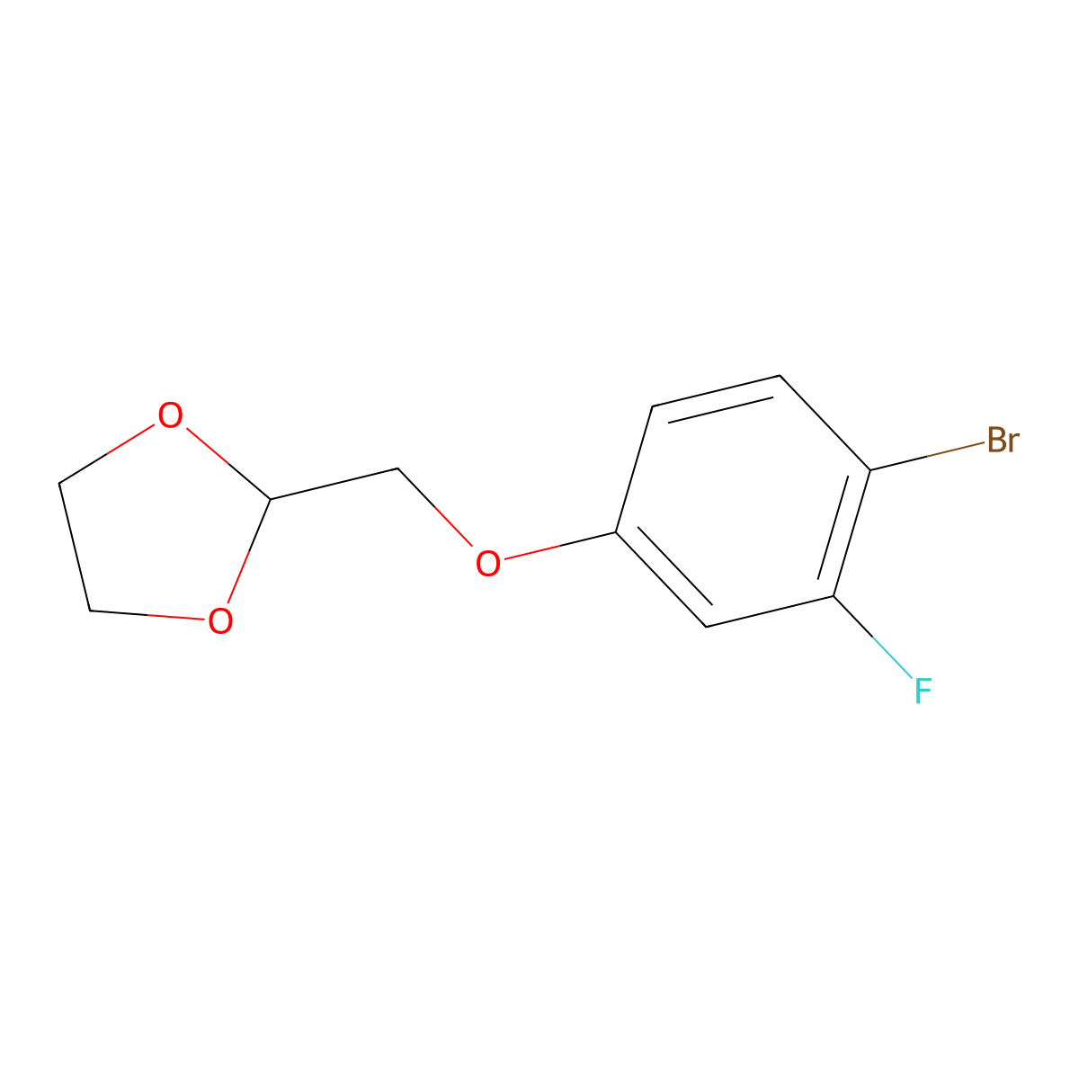 2-(4-Bromo-3-fluoro-phenoxy)methyl-1,3-dioxolane molecular structure, CAS 1443334-55-1