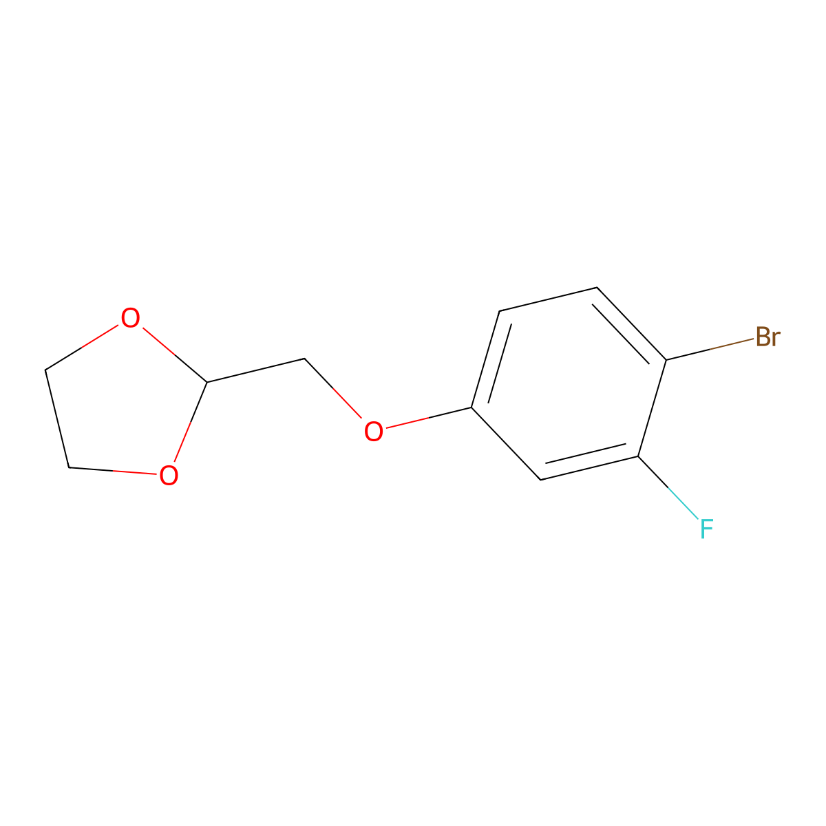 2-(4-Bromo-3-fluoro-phenoxy)methyl-1,3-dioxolane molecular structure, CAS 1443334-55-1