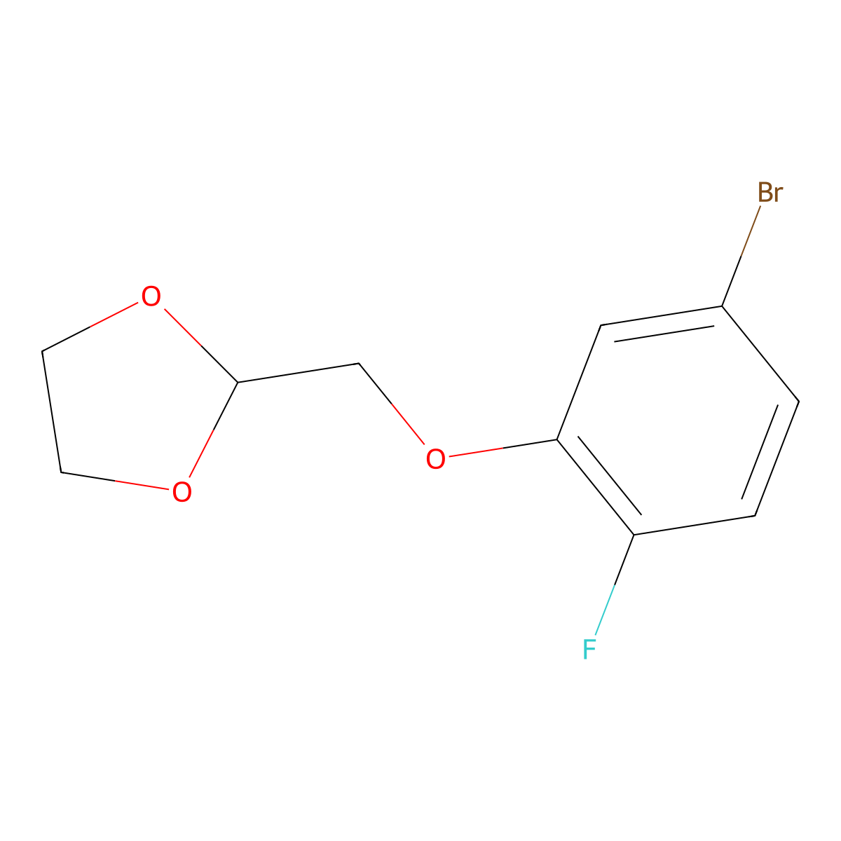 2-((5-Bromo-2-fluorophenoxy)methyl)-1,3-dioxolane molecular structure, CAS 1443334-96-0
