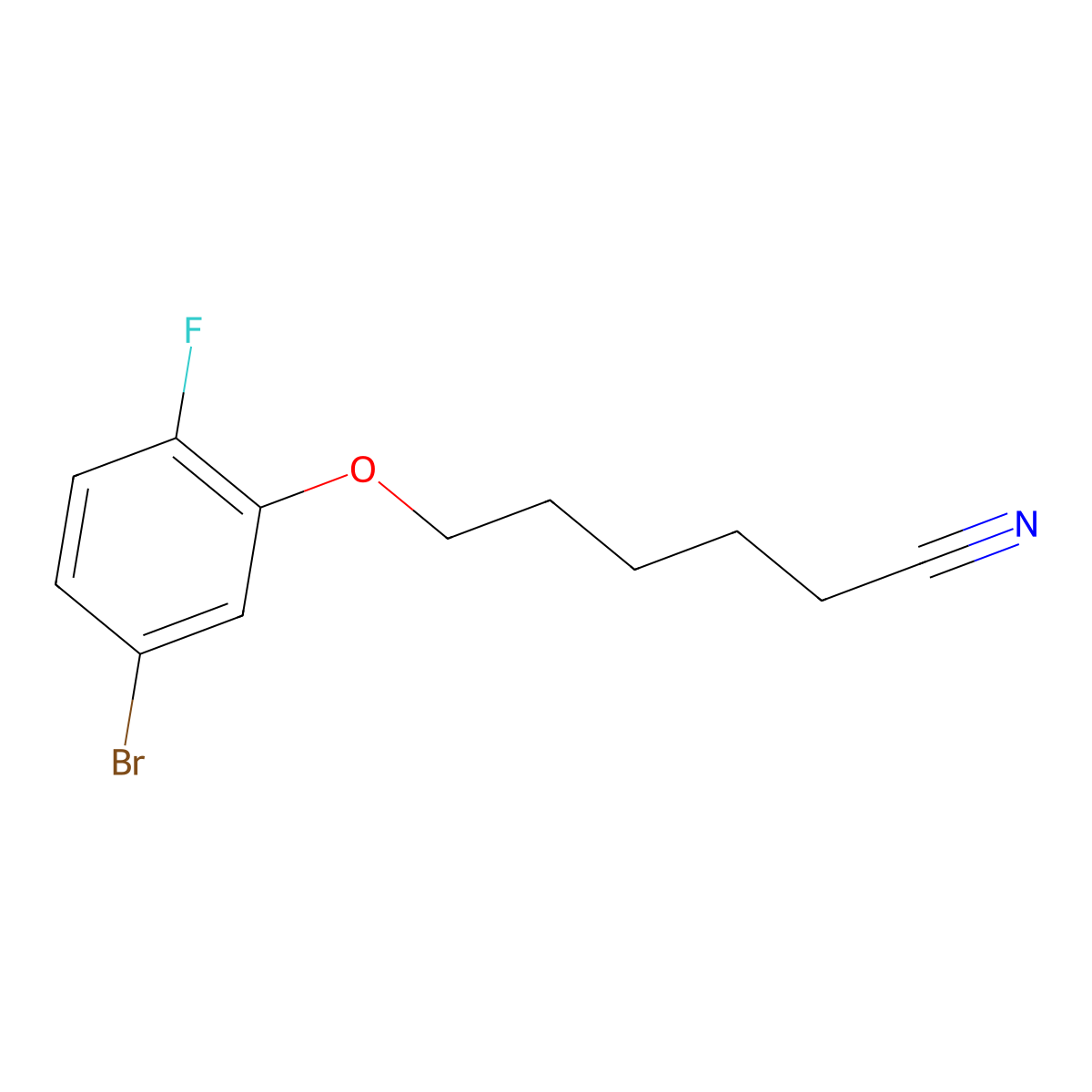 6-(5-Bromo-2-fluorophenoxy)hexanenitrile molecular structure, CAS 1443335-09-8