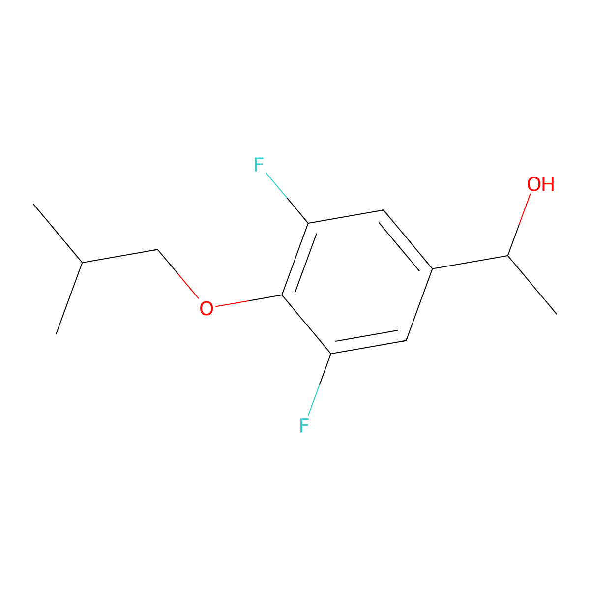 1-(3,5-Difluoro-4-isobutoxyphenyl)ethanol molecular structure, CAS 1443335-10-1