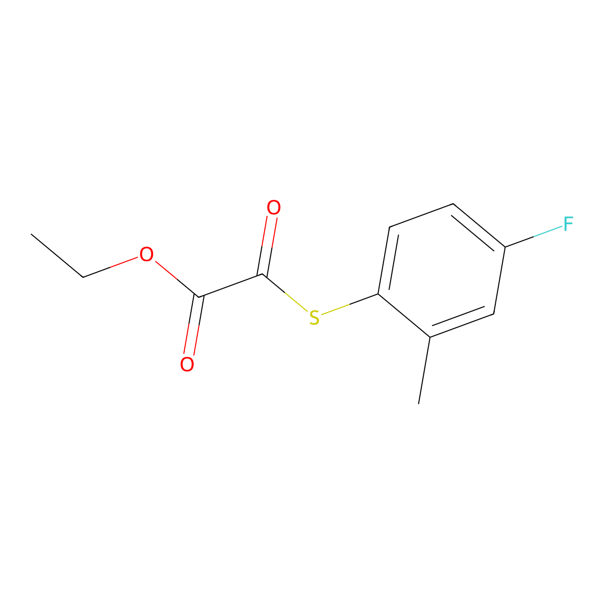 Ethyl 2-(4-fluoro-2-methylphenyl)sulfanyl-2-oxo-acetate molecular structure, CAS 1443335-16-7
