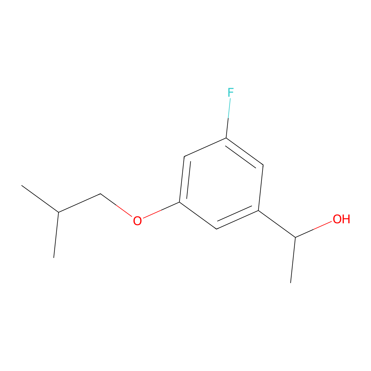 1-(3-Fluoro-5-isobutoxyphenyl)ethanol molecular structure, CAS 1443335-24-7