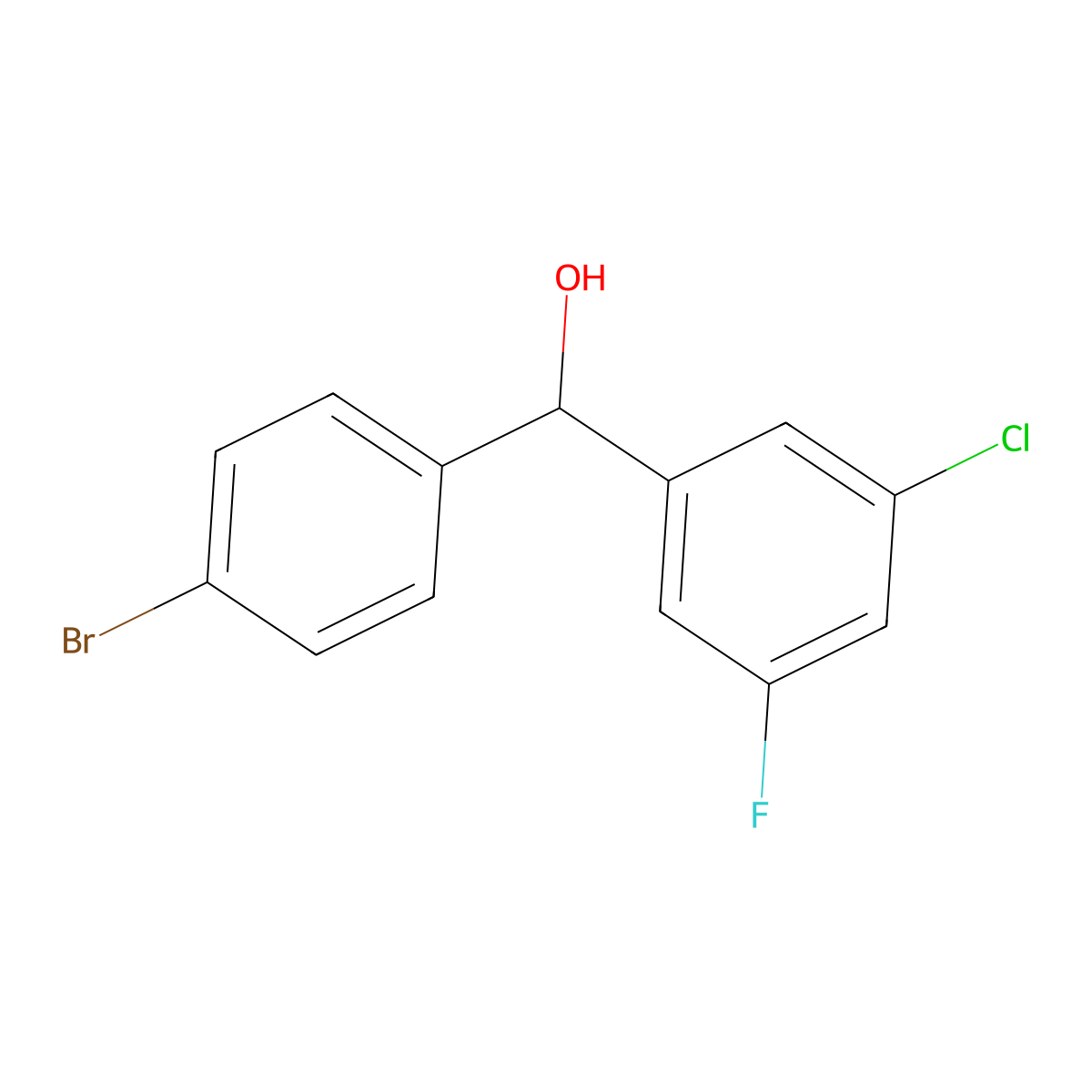 (4-Bromophenyl)(3-chloro-5-fluorophenyl)methanol molecular structure, CAS 1443335-27-0