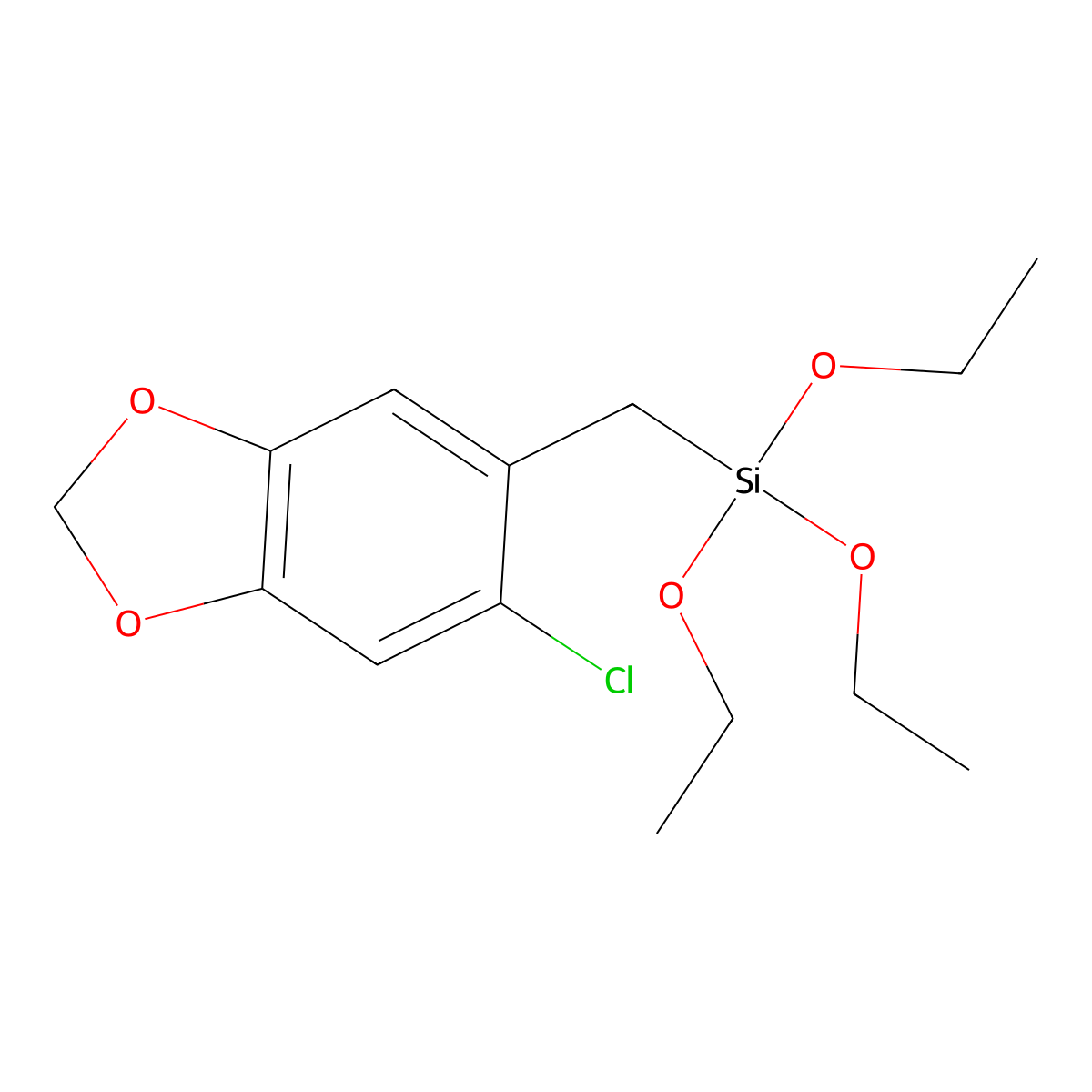 1,3-Benzodioxole, 5-chloro-6-[(triethoxysilyl)methyl]- molecular structure, CAS 1443335-46-3
