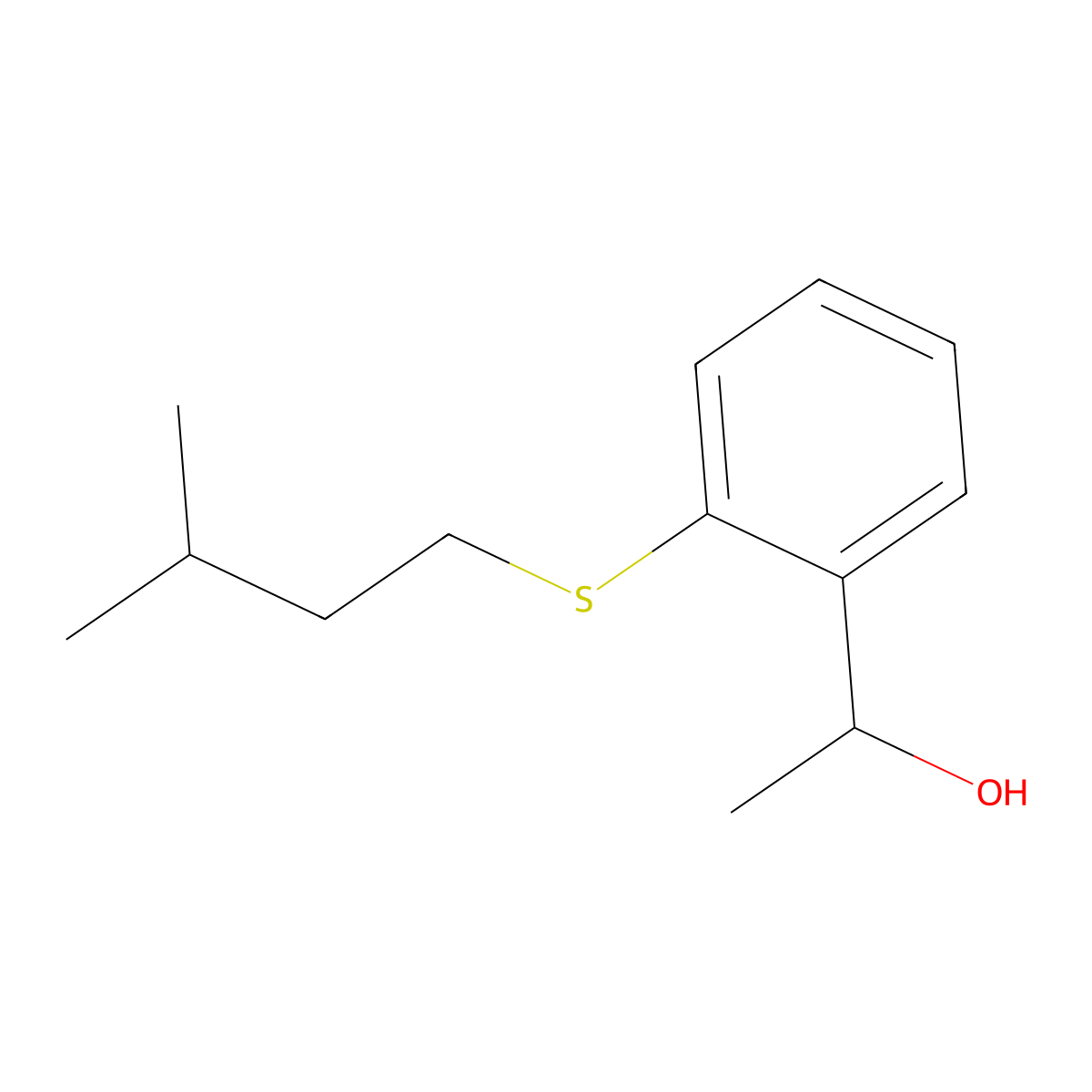 1-[2-(iso-Pentylthio)phenyl]ethanol molecular structure, CAS 1443335-98-5