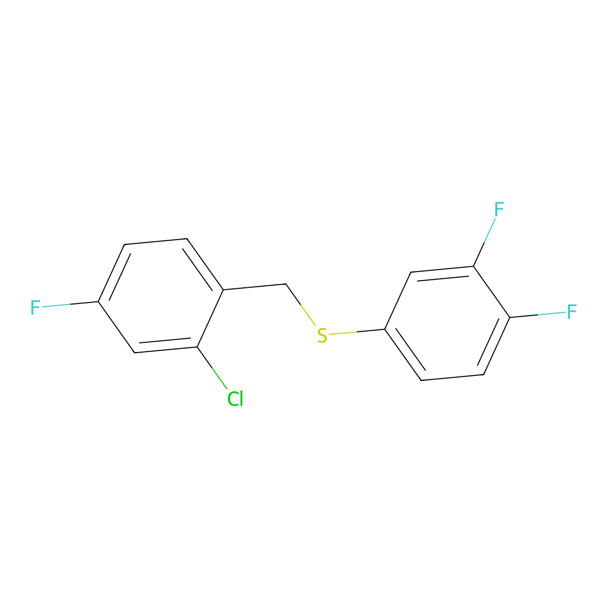 1-Chloro-3-fluoro-6-[(3,4-difluorophenyl)sulfanylmethyl]benzene molecular structure, CAS 1443336-30-8