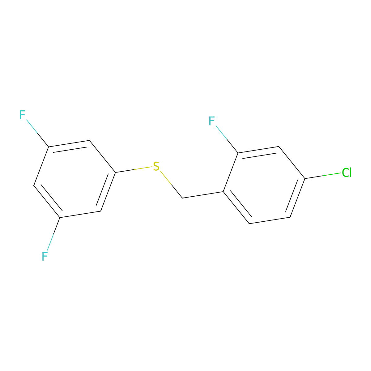 (4-Chloro-2-fluorobenzyl)(3,5-difluorophenyl)sulfane molecular structure, CAS 1443336-34-2