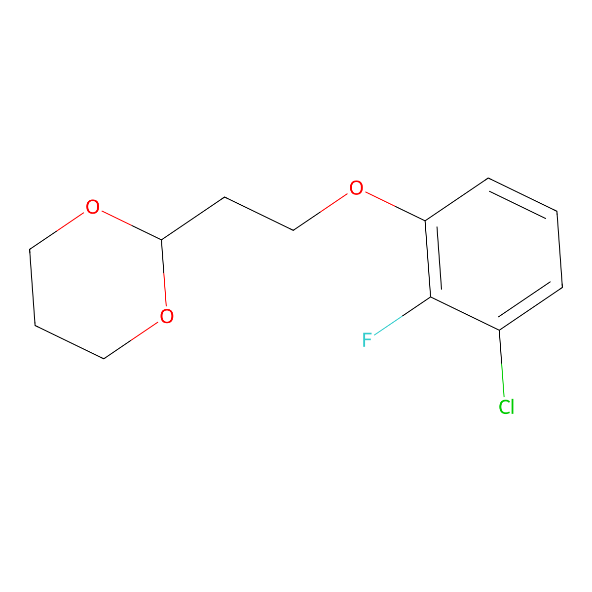 2-[2-(3-Chloro-2-fluoro-phenoxy)ethyl]-1,3-dioxane molecular structure, CAS 1443336-74-0