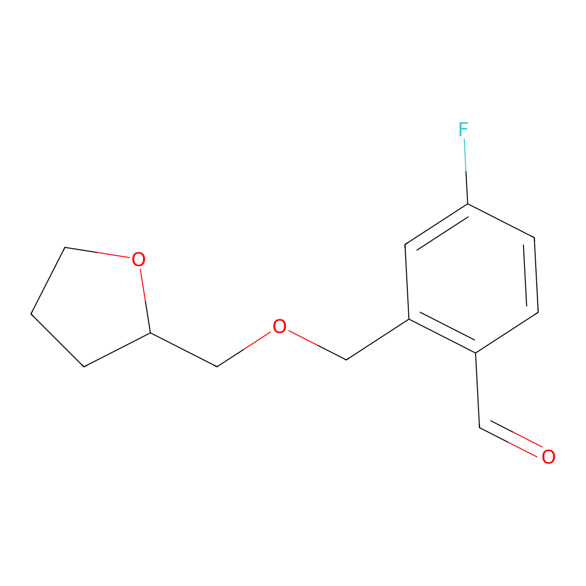 4-Fluoro-2-[(tetrahydrofurfuryloxy)methyl]benzaldehyde molecular structure, CAS 1443336-88-6