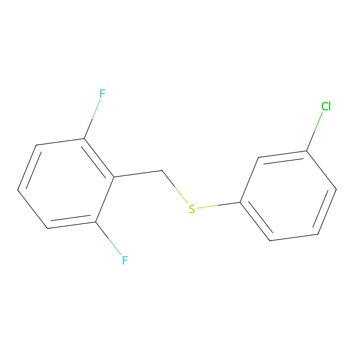 1,3-Difluoro-2-[(3-chlorophenyl)sulfanylmethyl]benzene molecular structure, CAS 1443336-91-1