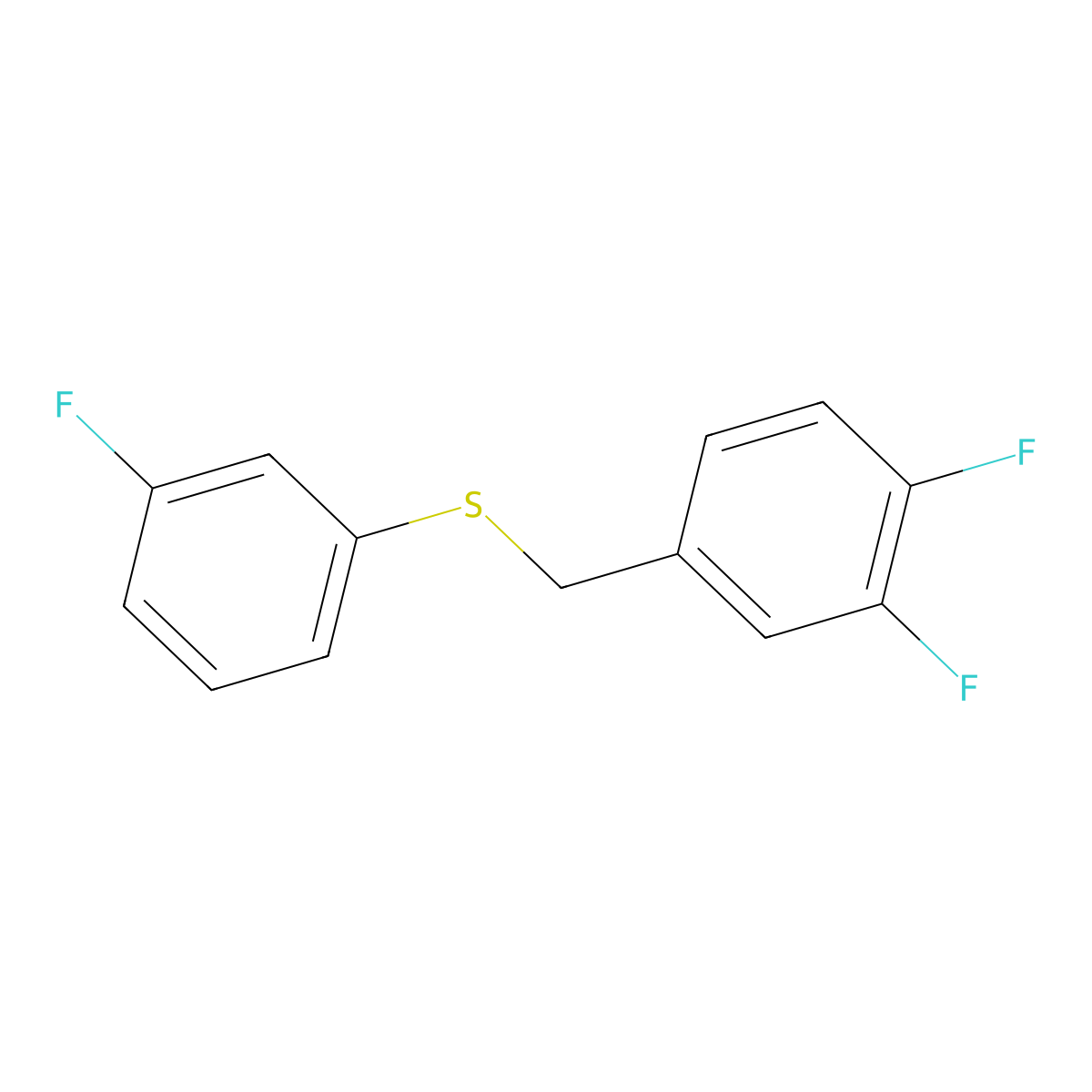 1,2-Difluoro-4-[(3-fluorophenyl)sulfanylmethyl]benzene molecular structure, CAS 1443336-92-2