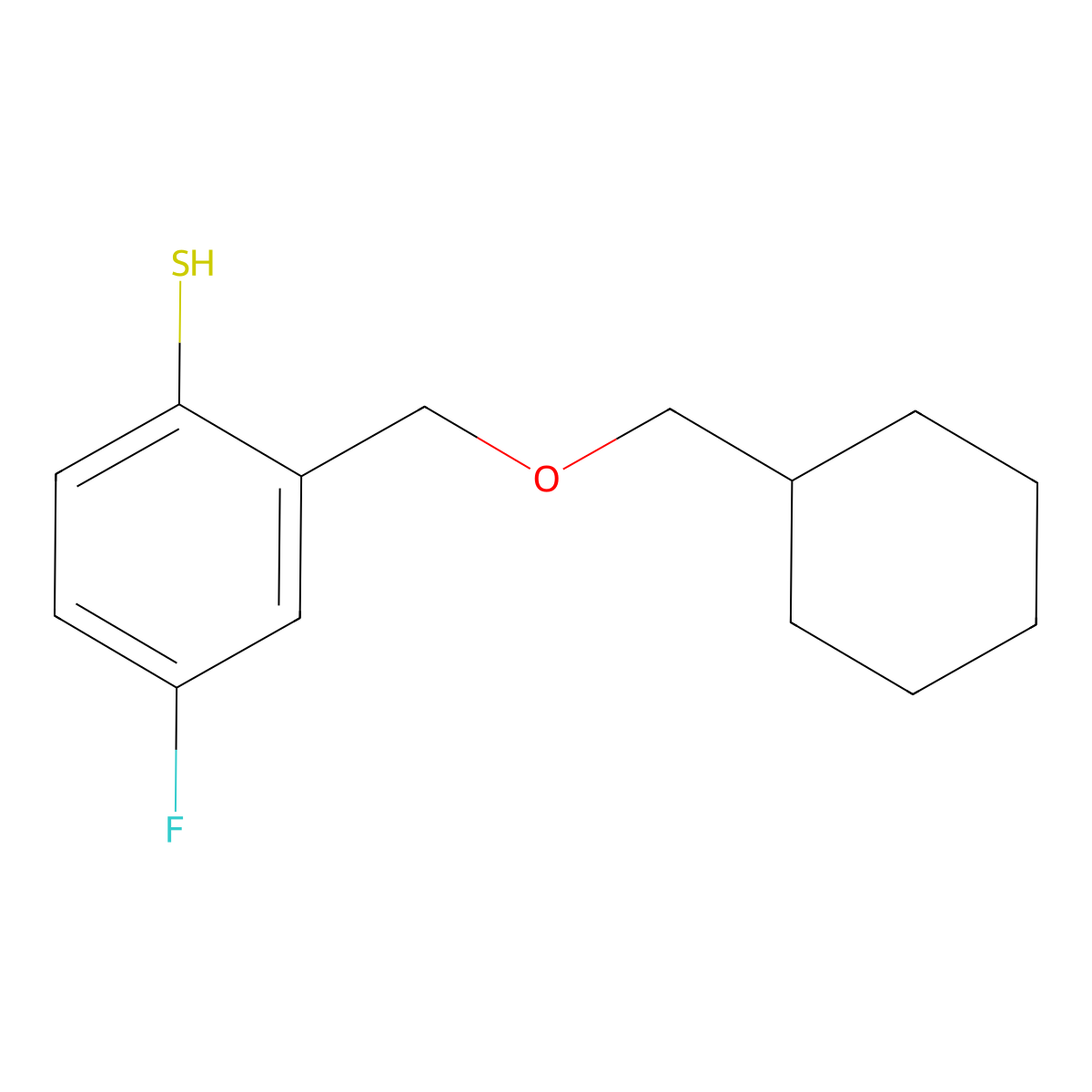 2-[(Cyclohexanemethoxy)methyl]-4-fluorothiophenol molecular structure, CAS 1443337-05-0