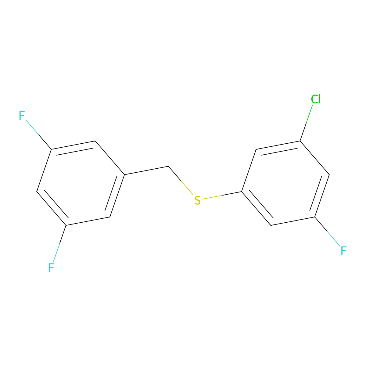 1,3-Difluoro-5-[(3-chloro-5-fluorophenyl)sulfanylmethyl]benzene molecular structure, CAS 1443337-07-2