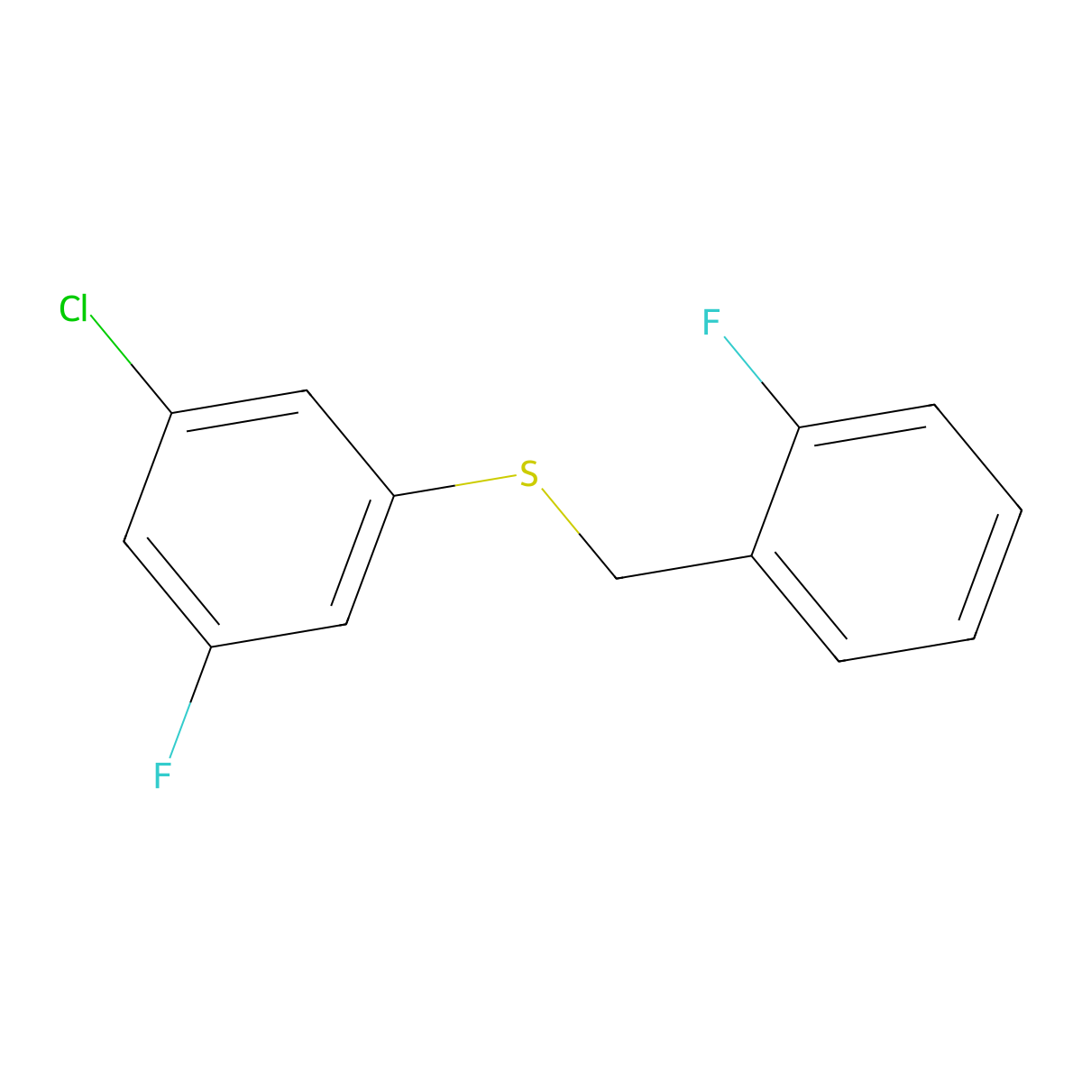 1-Fluoro-2-[(3-chloro-5-fluorophenyl)sulfanylmethyl]benzene molecular structure, CAS 1443337-16-3