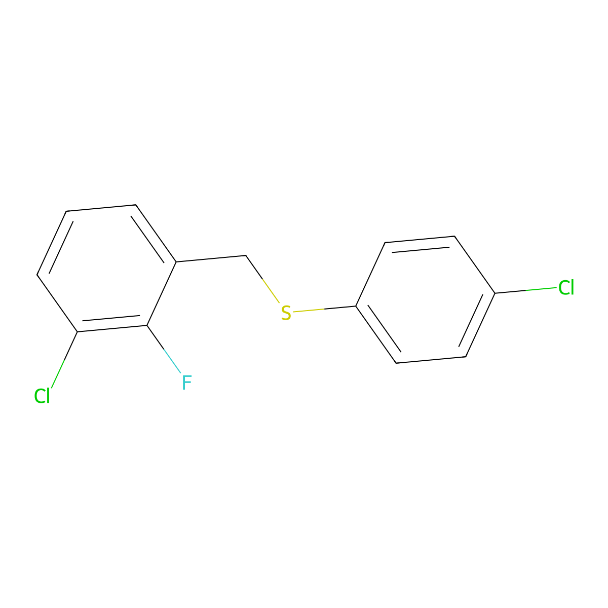 1-Chloro-2-fluoro-3-[(4-chlorophenyl)sulfanylmethyl]benzene molecular structure, CAS 1443337-21-0