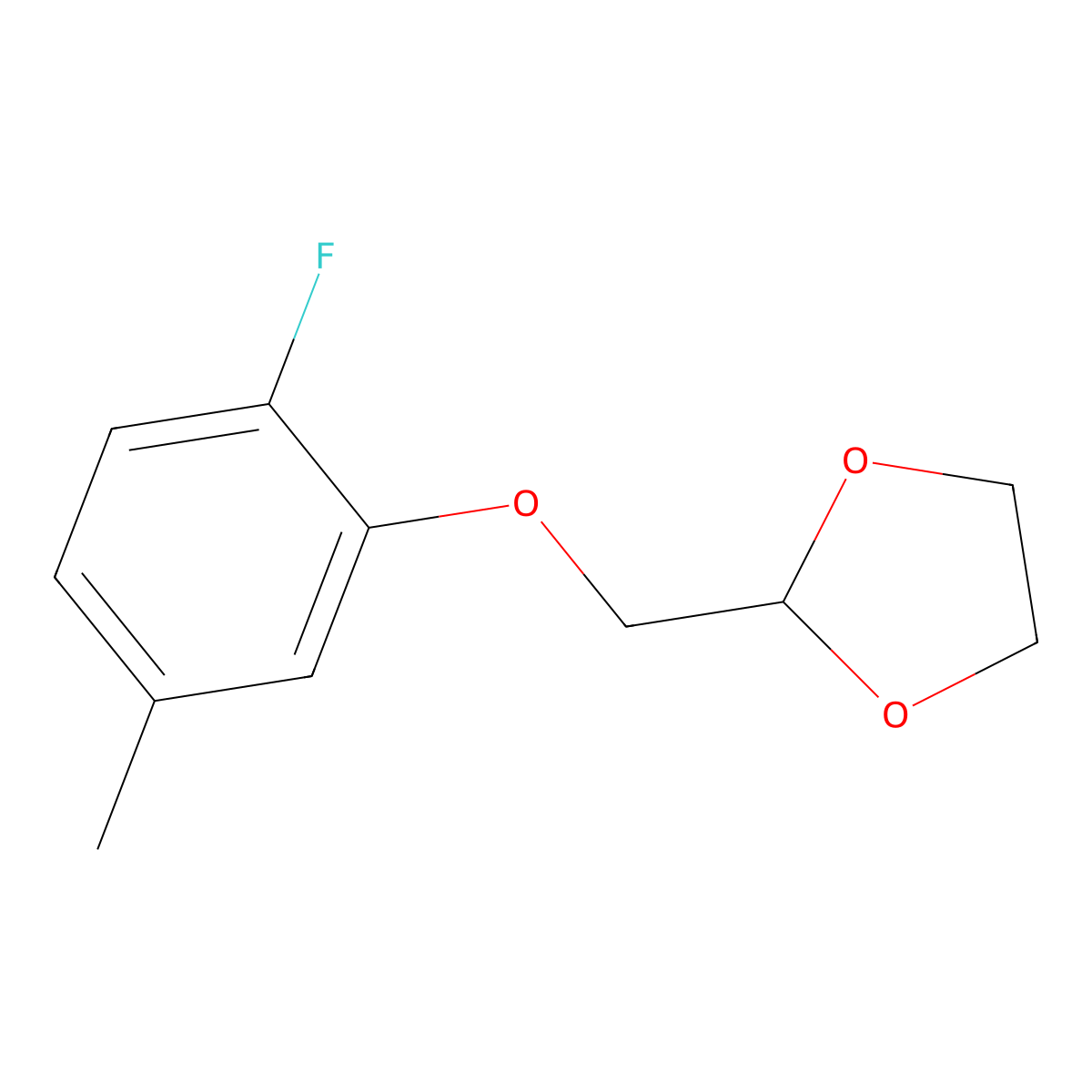 2-(2-Fluoro-5-methyl-phenoxy)methyl-1,3-dioxolane molecular structure, CAS 1443337-22-1