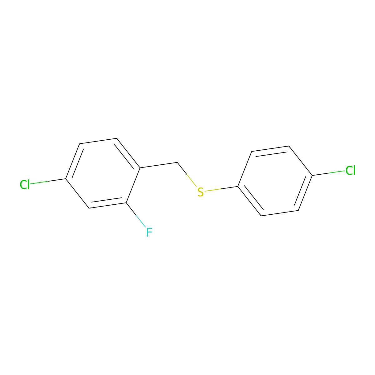 1-Chloro-3-fluoro-4-[(4-chlorophenyl)sulfanylmethyl]benzene molecular structure, CAS 1443337-23-2