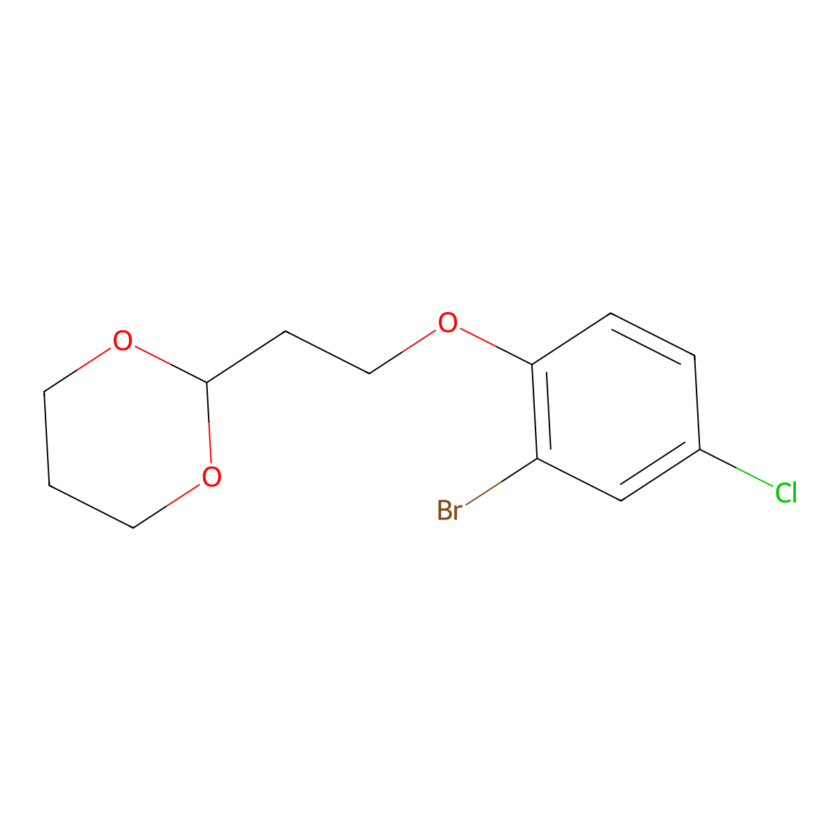 2-[2-(2-Bromo-4-chloro-phenoxy)ethyl]-1,3-dioxane molecular structure, CAS 1443337-24-3