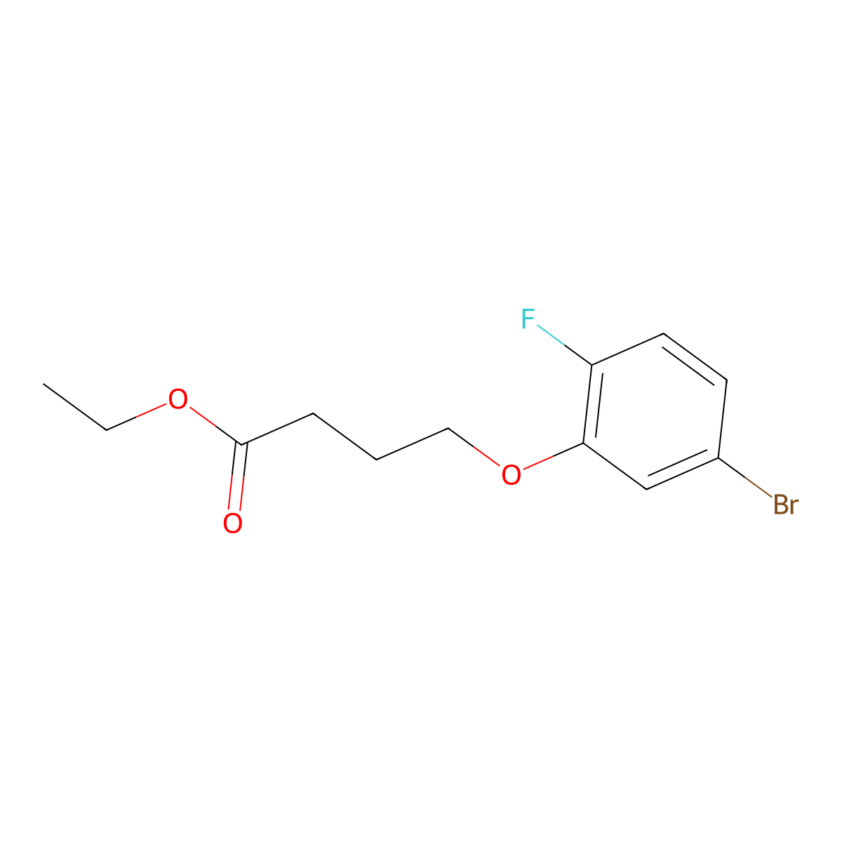 Ethyl 4-(3-bromo-6-fluoro-phenoxy)butanoate molecular structure, CAS 1443337-91-4