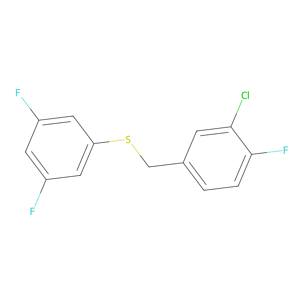 1-Chloro-2-fluoro-5-[(3,5-difluorophenyl)sulfanylmethyl]benzene molecular structure, CAS 1443337-93-6