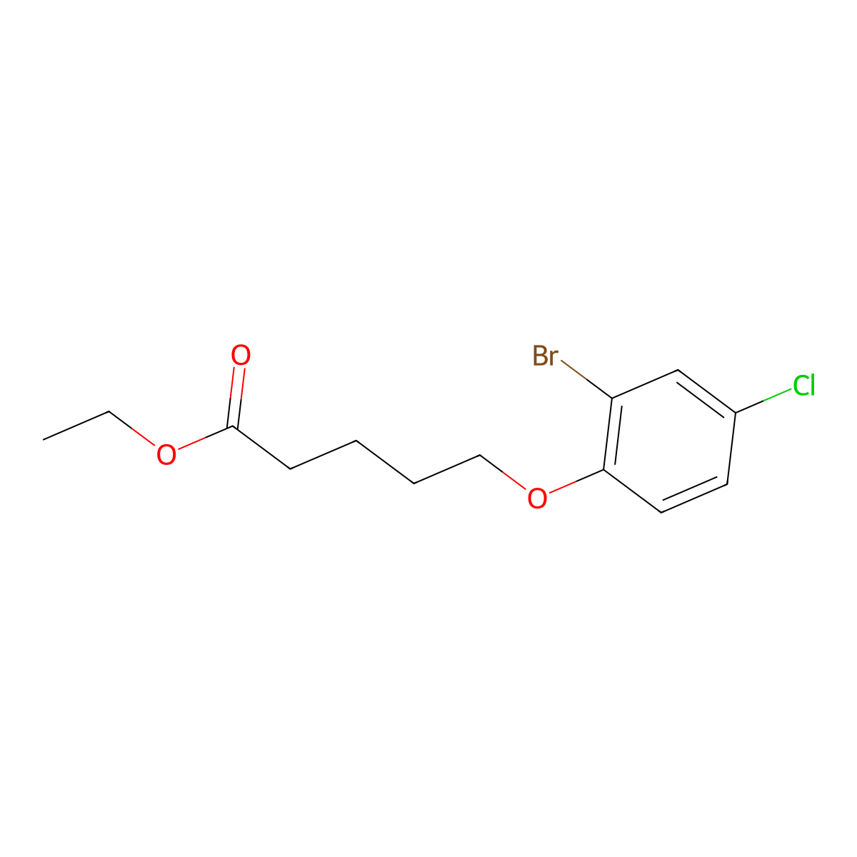 Ethyl 5-(2-bromo-4-chloro-phenoxy)pentanoate molecular structure, CAS 1443338-03-1