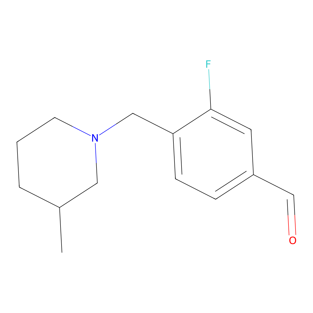 3-Fluoro-4-((3-methylpiperidin-1-yl)methyl)benzaldehyde molecular structure, CAS 1443338-25-7