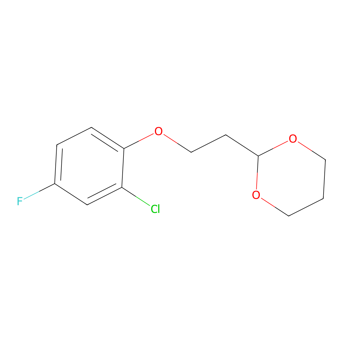 2-[2-(2-Chloro-4-fluoro-phenoxy)ethyl]-1,3-dioxane molecular structure, CAS 1443338-39-3