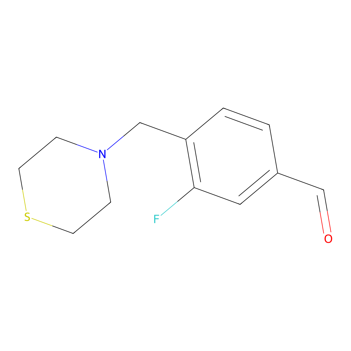 3-Fluoro-4-(thiomorpholinomethyl)benzaldehyde molecular structure, CAS 1443338-40-6