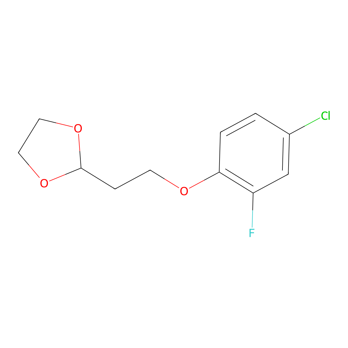 2-(2-(4-Chloro-2-fluorophenoxy)ethyl)-1,3-dioxolane molecular structure, CAS 1443338-63-3