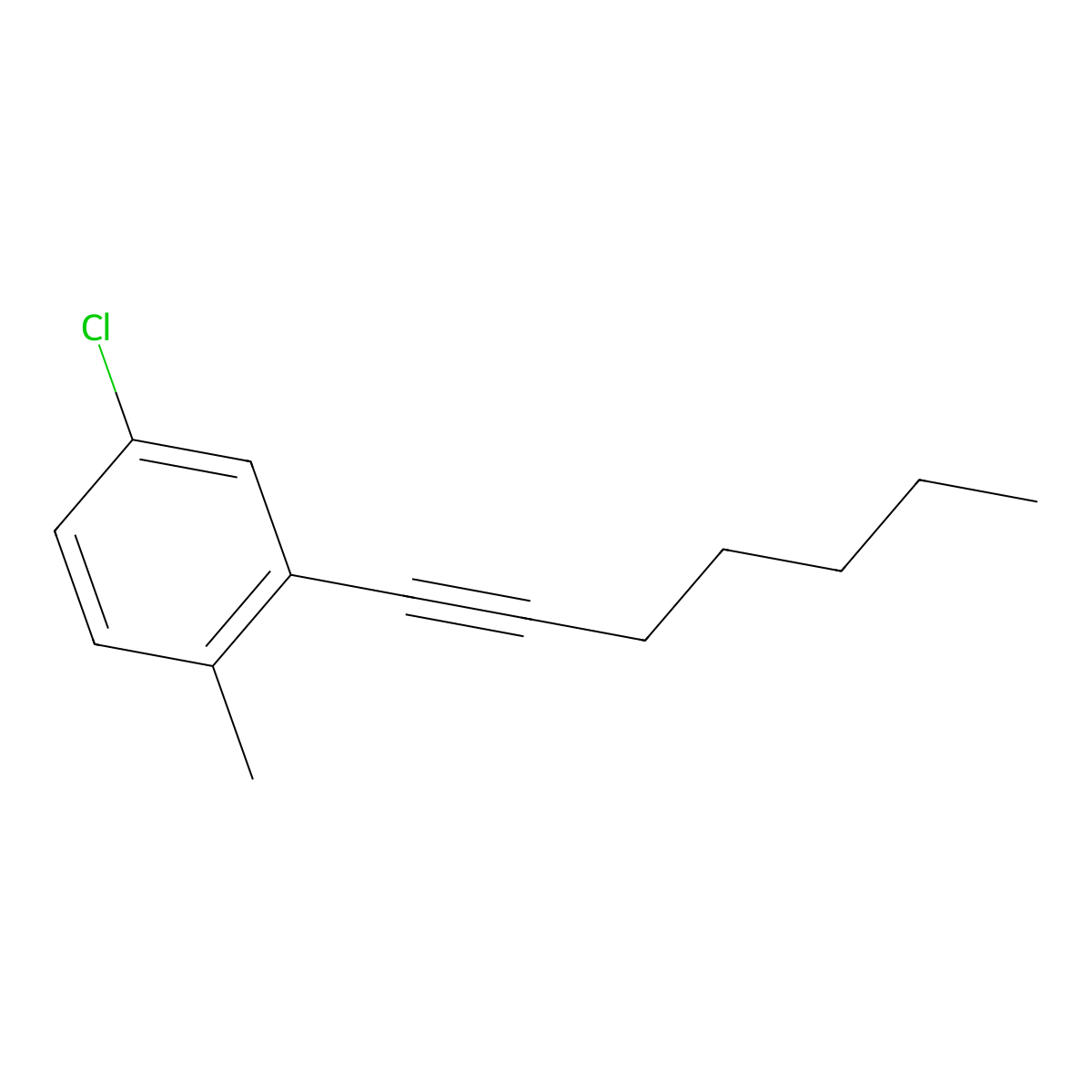 4-Chloro-2-(1-heptyn-1-yl)-1-methylbenzene molecular structure, CAS 1443338-66-6