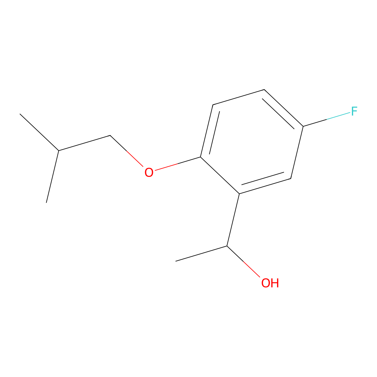 1-(5-Fluoro-2-isobutoxyphenyl)ethanol molecular structure, CAS 1443339-11-4