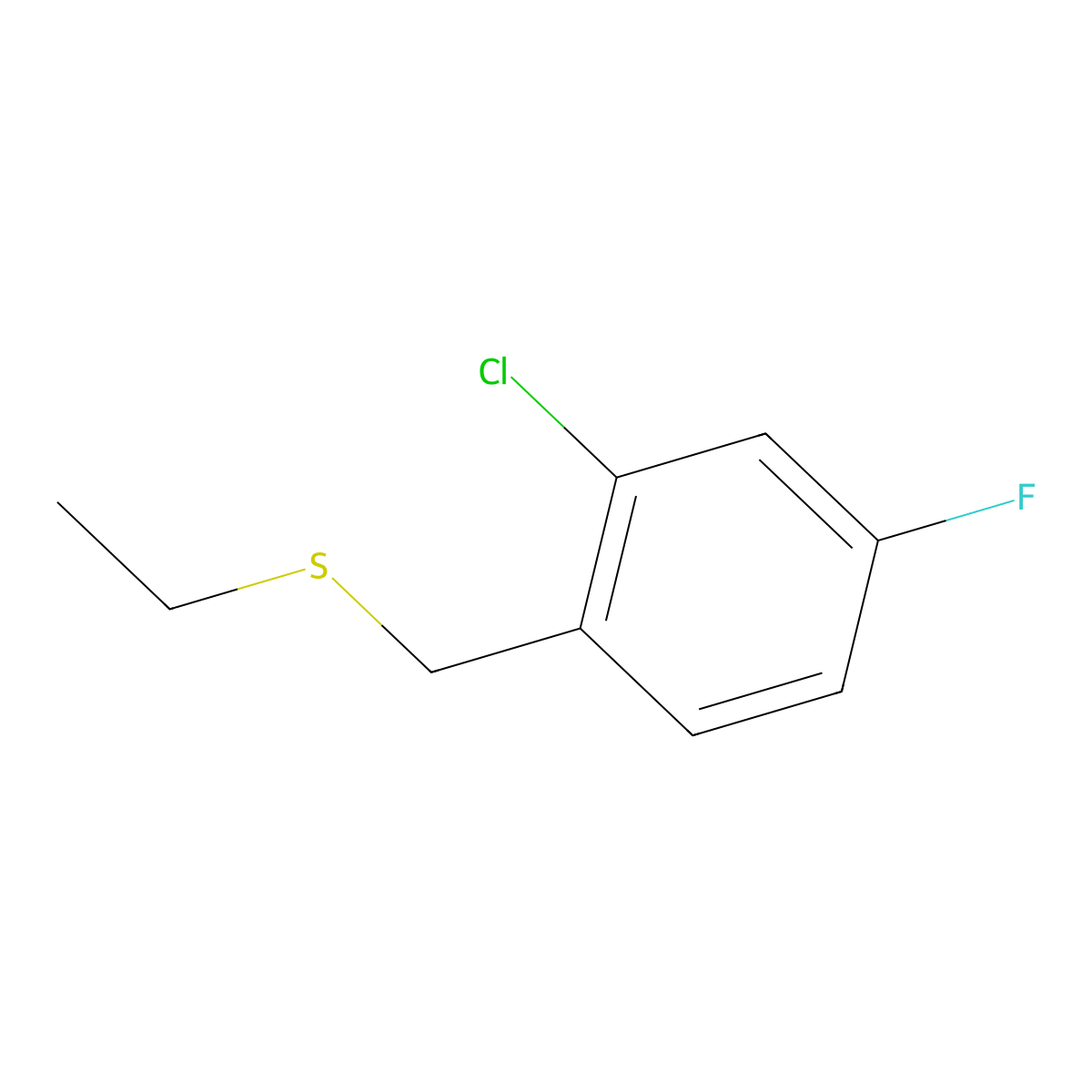 2-Chloro-4-fluorobenzyl ethyl sulfide molecular structure, CAS 1443339-40-9