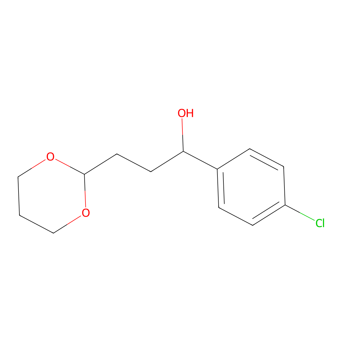 1-(4-Chlorophenyl)-3-[2-(1,3-dioxanyl)]-1-propanol molecular structure, CAS 1443339-99-8
