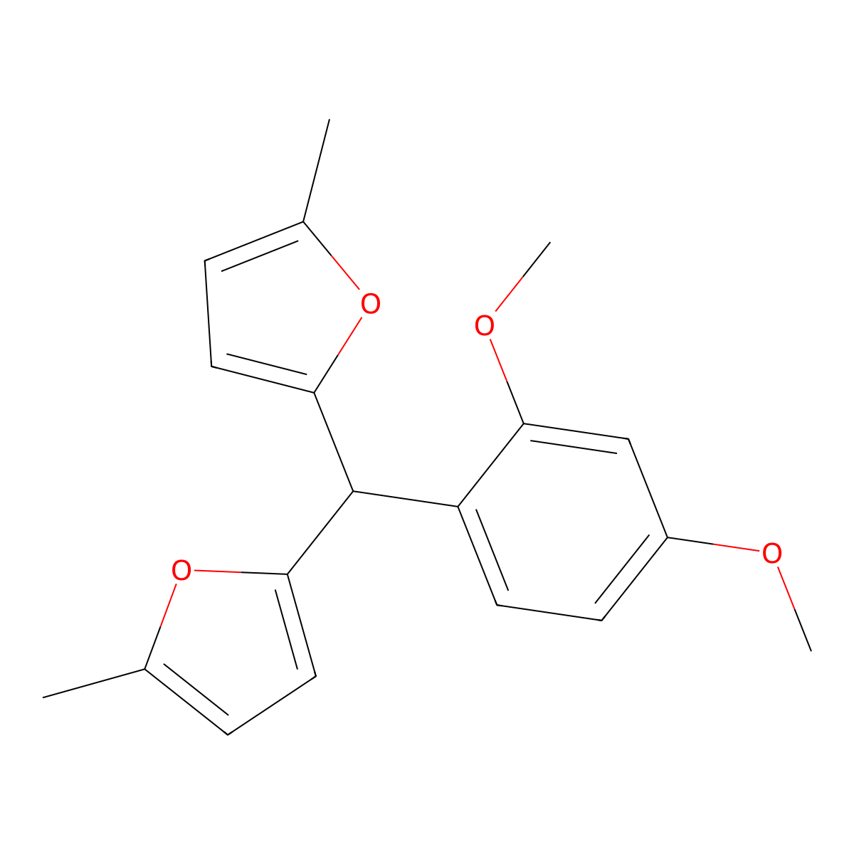 Furan, 2,2'-[(2,4-dimethoxyphenyl)methylene]bis[5-methyl- molecular structure, CAS 144334-80-5