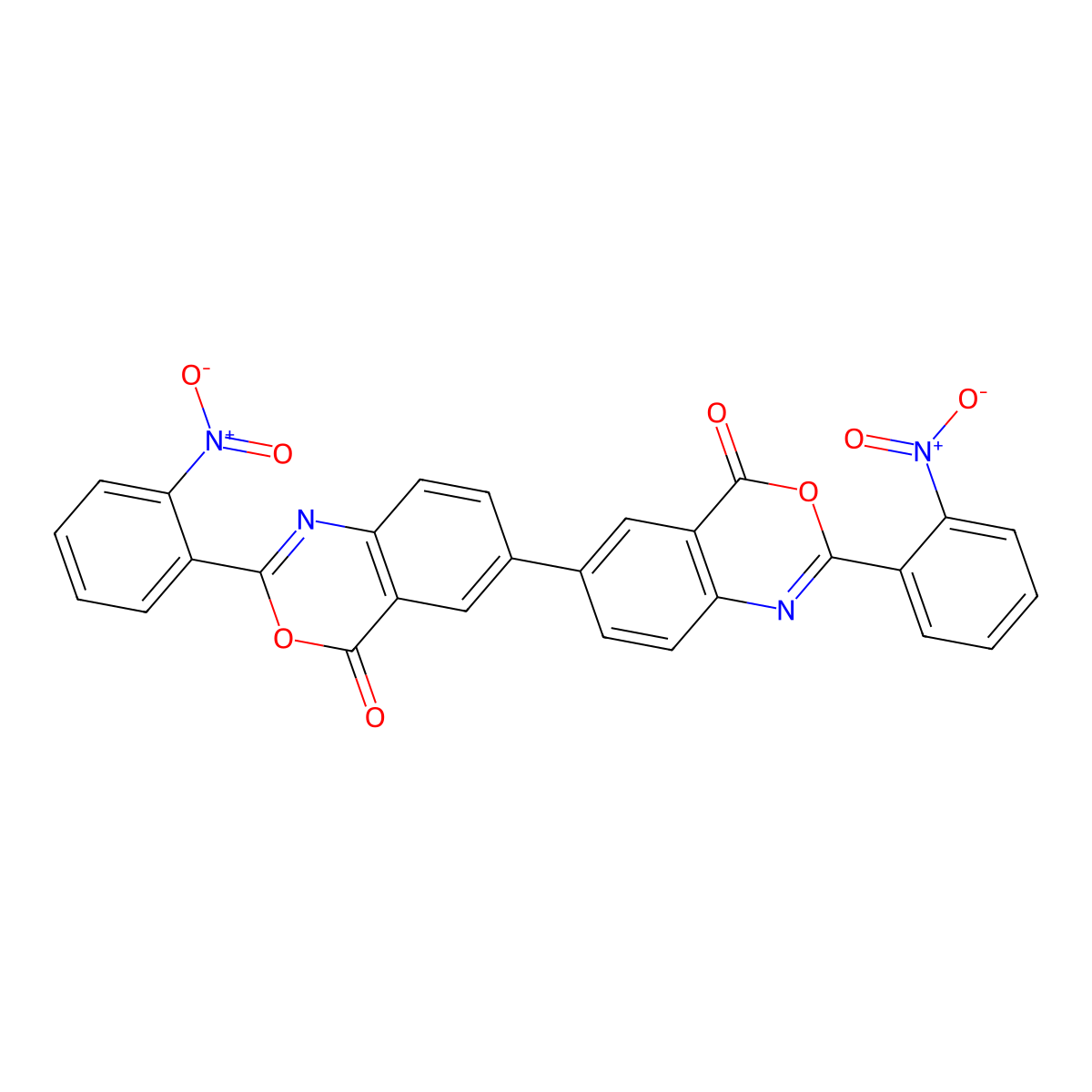 2-(2-Nitrophenyl)-6-[2-(2-nitrophenyl)-4-oxo-3,1-benzoxazin-6-yl]-3,1-benzoxazin-4-one molecular structure, CAS 144334-86-1