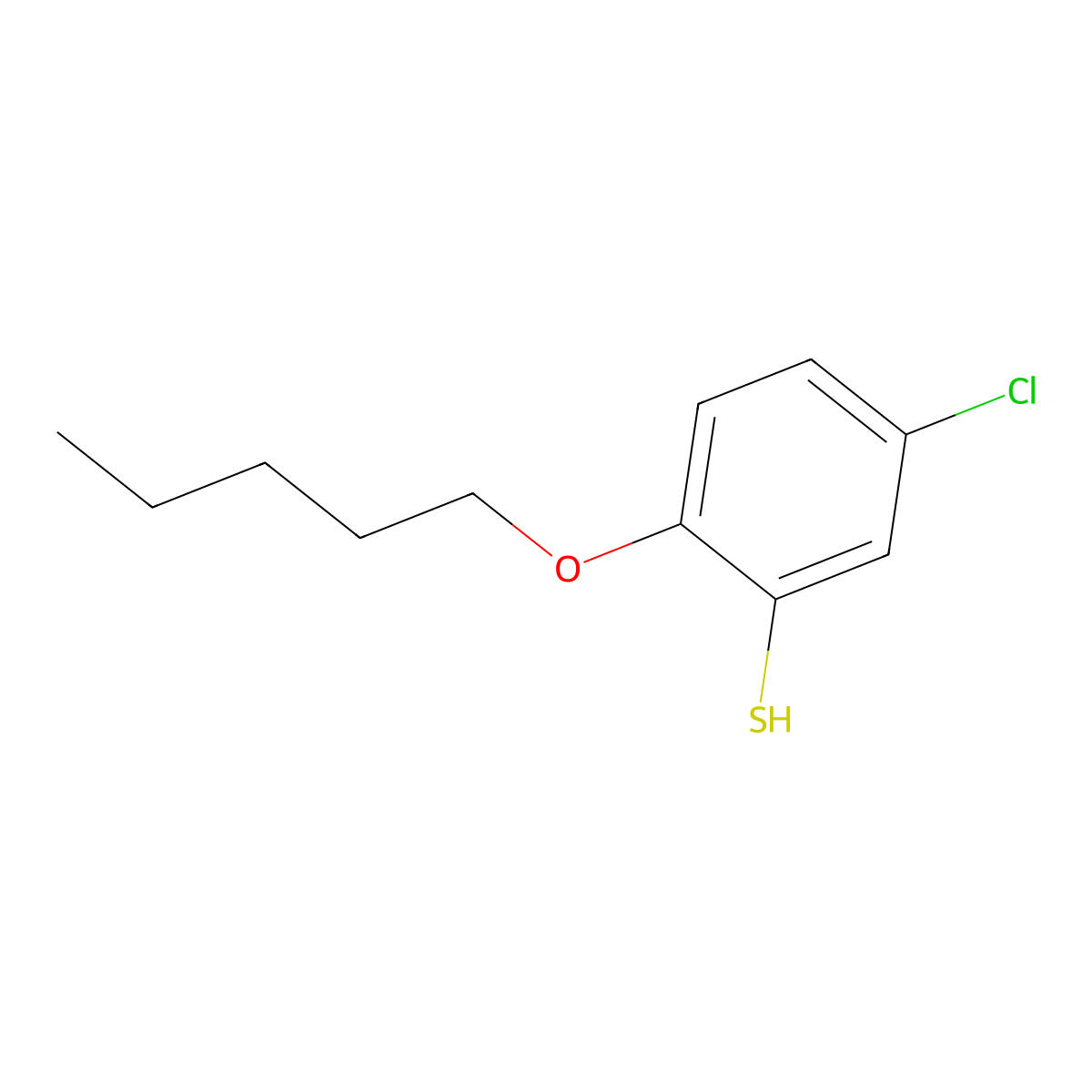 3-Chloro-6-n-pentoxythiophenol molecular structure, CAS 1443340-09-7