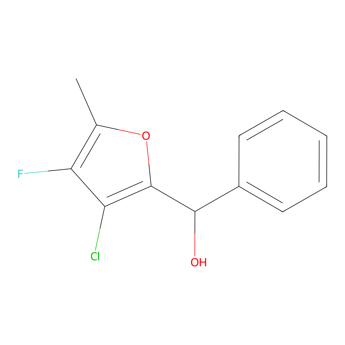 (3-Chloro-4-fluoro-5-methylfuran-2-yl)(phenyl)methanol molecular structure, CAS 1443340-13-3