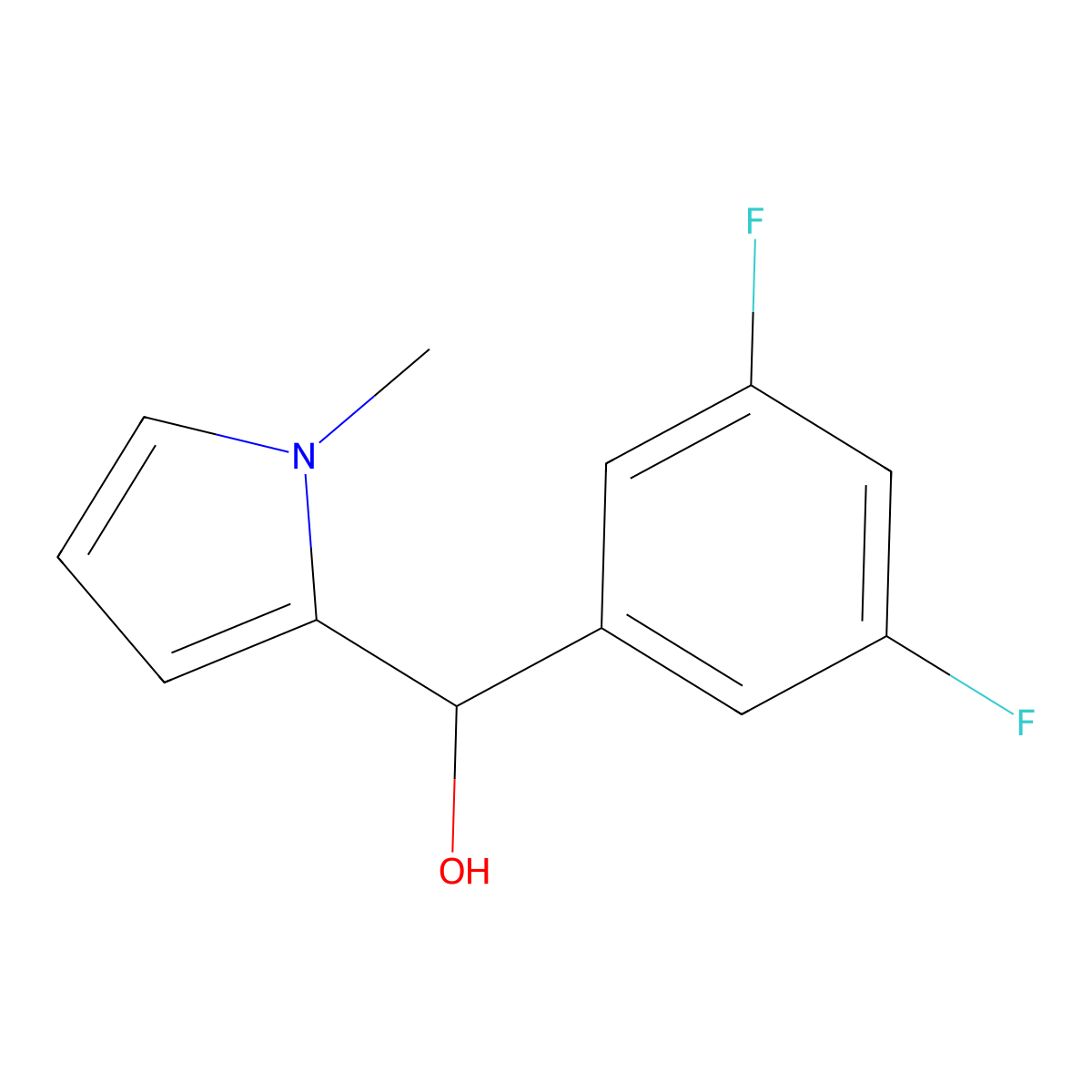 3,5-Difluorophenyl-(1-methyl-2-pyrrolyl)methanol molecular structure, CAS 1443340-26-8