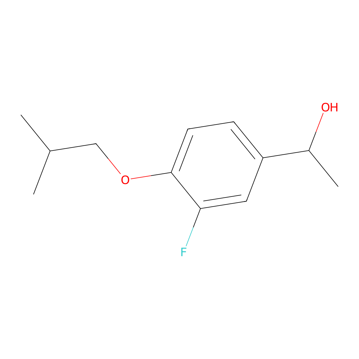 1-(4-iso-Butoxy-3-fluorophenyl)ethanol molecular structure, CAS 1443340-41-7
