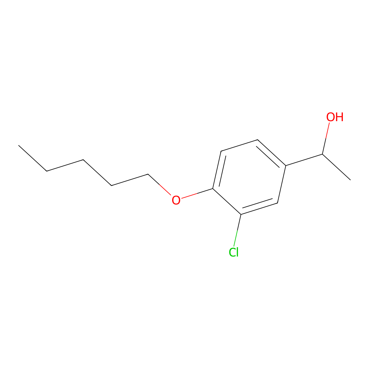 1-(3-Chloro-4-(pentyloxy)phenyl)ethanol molecular structure, CAS 1443340-49-5