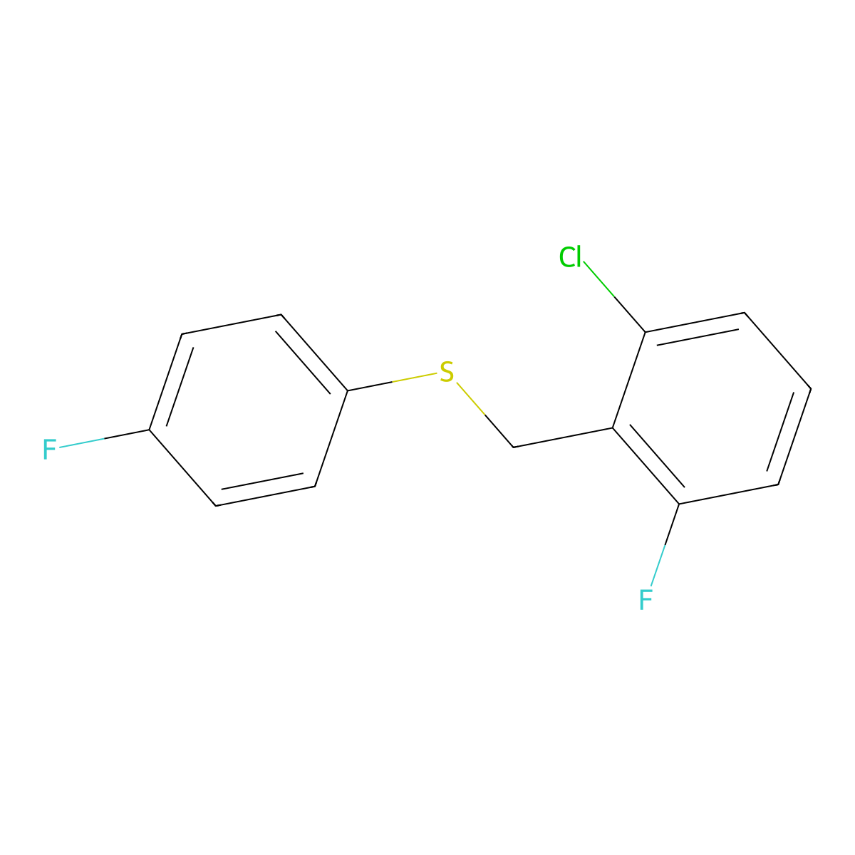 1-Chloro-3-fluoro-2-[(4-fluorophenyl)sulfanylmethyl]benzene molecular structure, CAS 1443340-63-3
