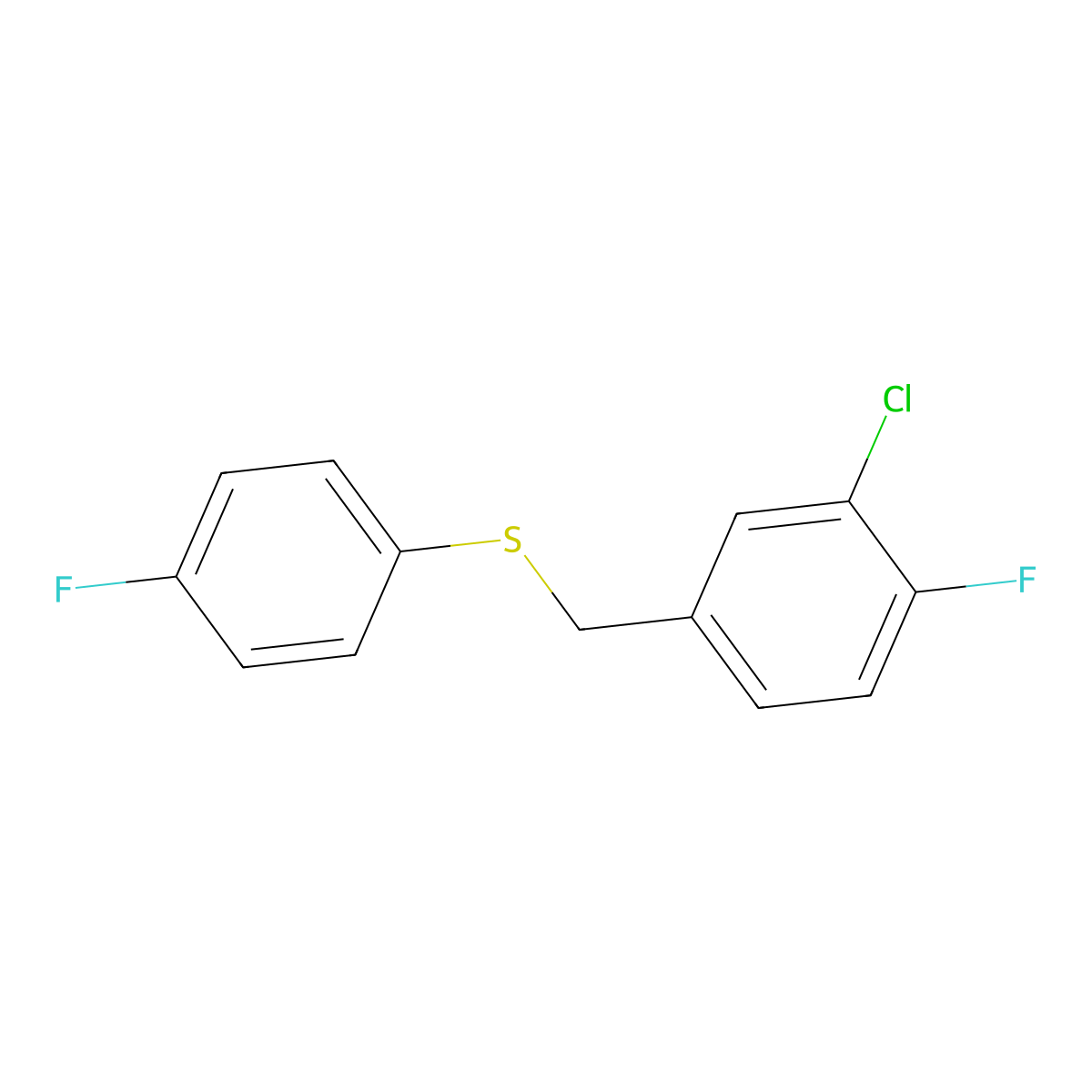 1-Chloro-2-fluoro-5-[(4-fluorophenyl)sulfanylmethyl]benzene molecular structure, CAS 1443340-65-5