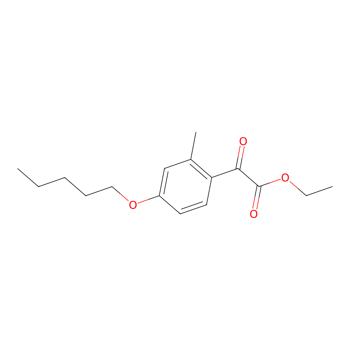 Ethyl 2-methyl-4-n-pentoxybenzoylformate molecular structure, CAS 1443340-66-6